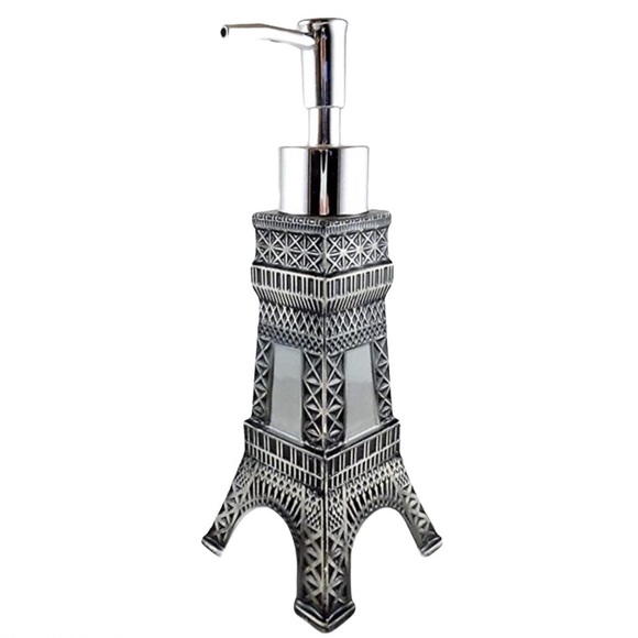 Eiffel Tower Paris Bathroom Ceramic Soap Dispenser Toothbrush Holder 2 Pieces - Picture 3 of 16